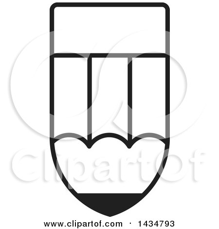 Clipart of a Black and White Shield Shaped Pencil in Green - Royalty Free Vector Illustration by Lal Perera
