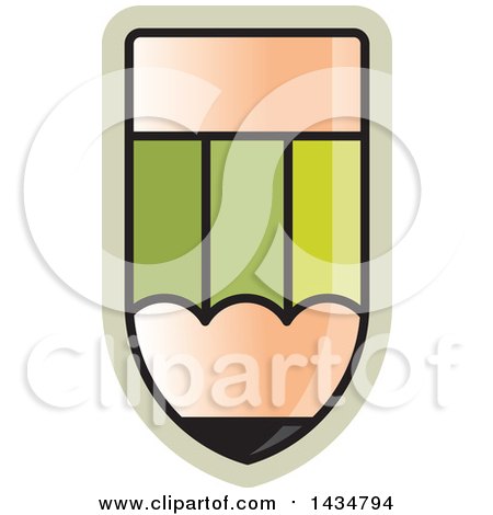 Clipart of a Shield Shaped Pencil in Green - Royalty Free Vector Illustration by Lal Perera