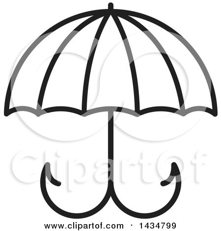Clipart of a Black and White Umbrella with Fishing Hooks - Royalty Free Vector Illustration by Lal Perera