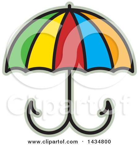 Clipart of a Colorful Umbrella with Fishing Hooks - Royalty Free Vector Illustration by Lal Perera