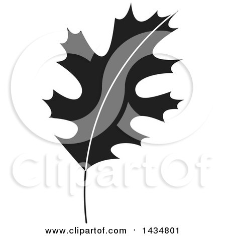 Clipart of a Black and White Maple Leaf - Royalty Free Vector Illustration by Lal Perera