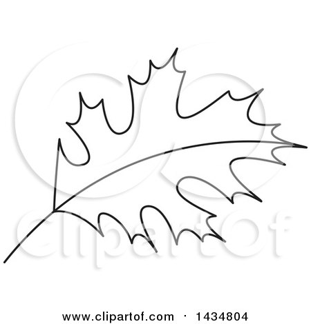 Clipart of a Black and White Lineart Maple Leaf - Royalty Free Vector Illustration by Lal Perera