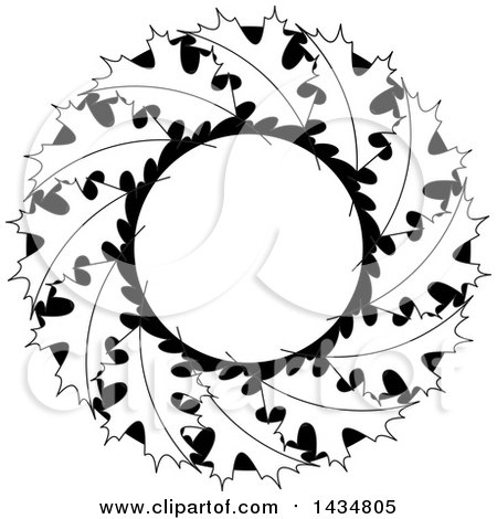 Clipart of a Wreath of Black and White Maple Leaves - Royalty Free Vector Illustration by Lal Perera