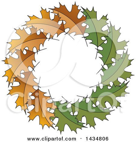 Clipart of a Wreath of Brown and Green Maple Leaves - Royalty Free Vector Illustration by Lal Perera