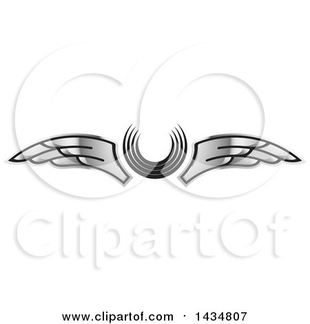 Clipart of a Half Circle and Silver Wings - Royalty Free Vector Illustration by Lal Perera