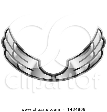 Clipart of a Pair of Silver Wings - Royalty Free Vector Illustration by Lal Perera