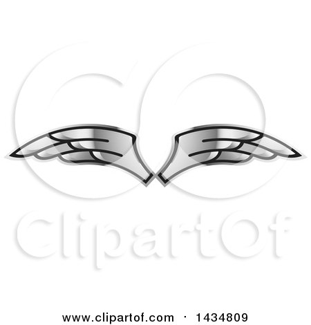 Clipart of a Pair of Silver Wings - Royalty Free Vector Illustration by Lal Perera