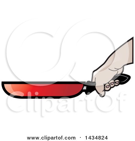 Clipart of a Hand Gripping a Frying Pan Handle - Royalty Free Vector Illustration by Lal Perera