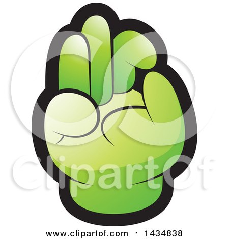 Clipart of a Green Hand Gesturing Ok - Royalty Free Vector Illustration by Lal Perera