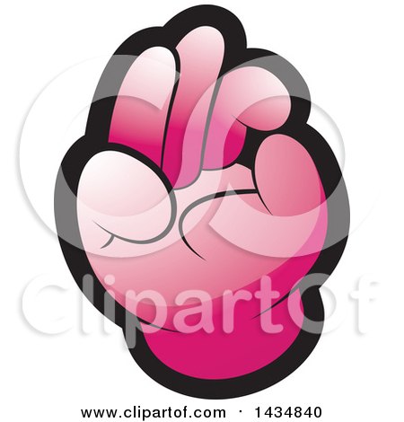 Clipart of a Pink Hand Gesturing Ok - Royalty Free Vector Illustration by Lal Perera