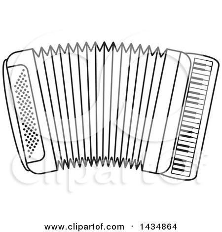 Clipart of a Black and White Musical Accordion - Royalty Free Vector Illustration by Lal Perera