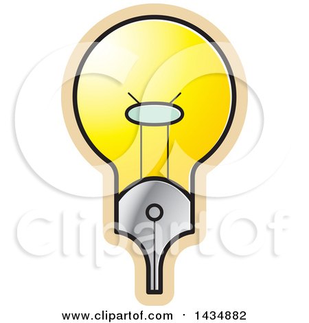 Clipart of a Light Bulb Pen Nib - Royalty Free Vector Illustration by Lal Perera