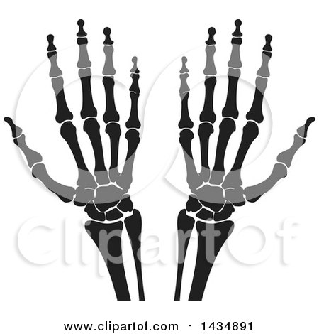 Clipart of Black and White Skeleton Hands - Royalty Free Vector Illustration by Lal Perera