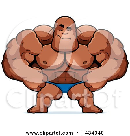 Cartoon Smug Buff Muscular Black Bodybuilder in a Posing Trunk Posters