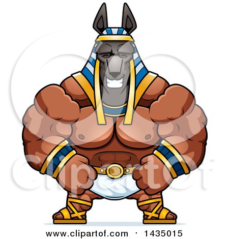Clipart of a Cartoon Happy Buff Muscular Anubis - Royalty Free Vector Illustration by Cory Thoman