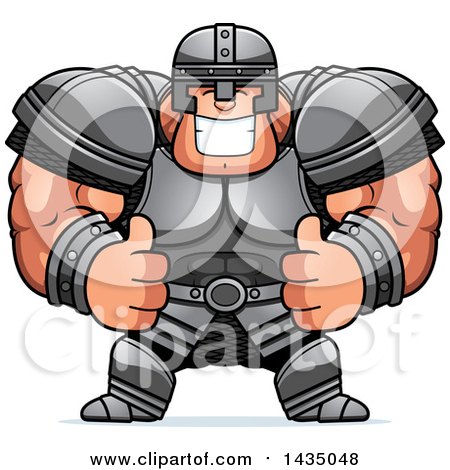 Clipart of a Cartoon Buff Muscular Warrior Giving Two Thumbs up - Royalty Free Vector Illustration by Cory Thoman
