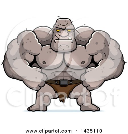 Clipart of a Cartoon Smug Buff Muscular Ogre - Royalty Free Vector Illustration by Cory Thoman