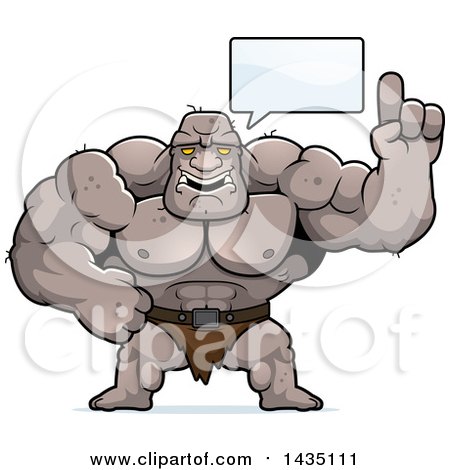 Clipart of a Cartoon Buff Muscular Ogre Talking - Royalty Free Vector Illustration by Cory Thoman