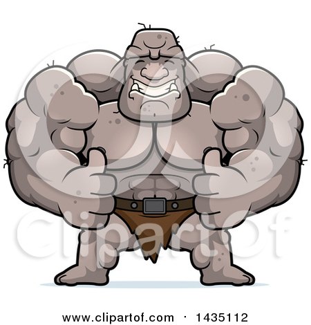 Clipart of a Cartoon Buff Muscular Ogre Giving Two Thumbs up - Royalty Free Vector Illustration by Cory Thoman