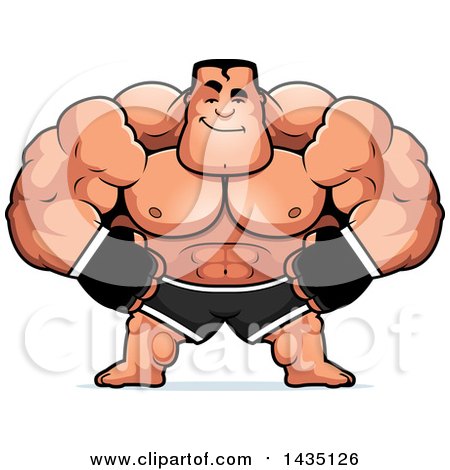 Clipart of a Cartoon Smug Buff Muscular MMA Fighter - Royalty Free Vector Illustration by Cory Thoman