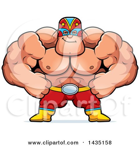 Clipart of a Cartoon Smug Buff Muscular Luchador Mexican Wrestler - Royalty Free Vector Illustration by Cory Thoman