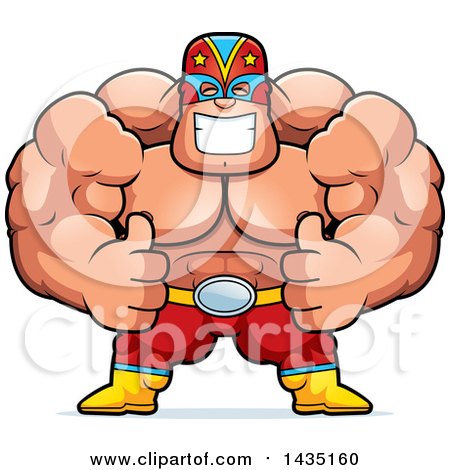 Clipart of a Cartoon Buff Muscular Luchador Mexican Wrestler Giving Two Thumbs up - Royalty Free Vector Illustration by Cory Thoman