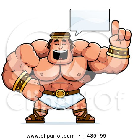 Clipart of a Cartoon Buff Muscular Hercules Talking - Royalty Free Vector Illustration by Cory Thoman
