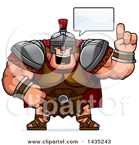 Clipart of a Cartoon Buff Muscular Centurion Soldier Talking - Royalty Free Vector Illustration by Cory Thoman