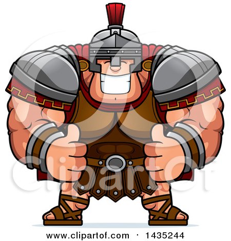 Clipart of a Cartoon Buff Muscular Centurion Soldier Giving Two Thumbs up - Royalty Free Vector Illustration by Cory Thoman