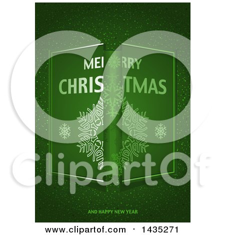 Clipart of a Green Merry Christmas and Happy New Year Sparkle Greeting Background - Royalty Free Vector Illustration by dero