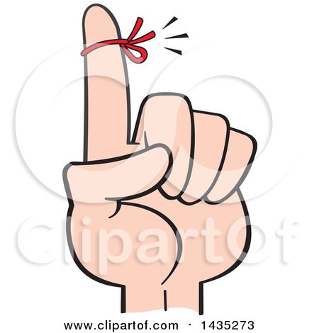 Clipart of a Cartoon Red Reminder String on a Woman's Finger - Royalty Free Vector Illustration by Johnny Sajem