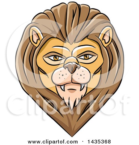Clipart of a Male Lion Head with Black Lines - Royalty Free Vector Illustration by cidepix