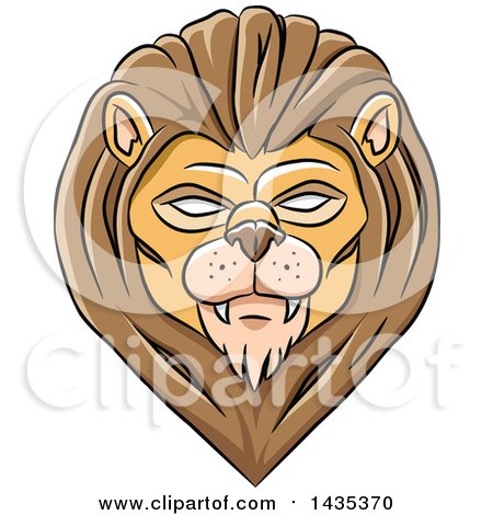Clipart of a Demonic Eyed Lion Head with Black Outlines - Royalty Free Vector Illustration by cidepix