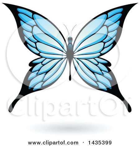 Clipart of a Blue Butterfly with a Shadow - Royalty Free Vector Illustration by cidepix