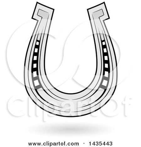 Clipart of a Floating Horseshoe and Shadow - Royalty Free Vector Illustration by cidepix