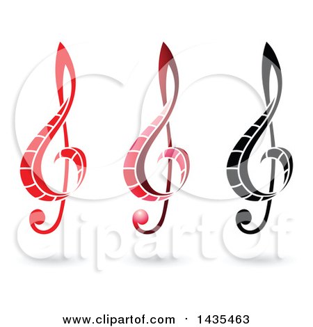 Clipart of Floating Music Clef Symbols and Shadows - Royalty Free Vector Illustration by cidepix