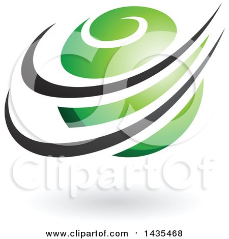 Clipart of a Green Orbital Planet with Black Rings and a Shadow - Royalty Free Vector Illustration by cidepix