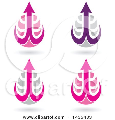 Clipart of Floating Abstract Waterdrops with Arrow Hooks and Shadows - Royalty Free Vector Illustration by cidepix