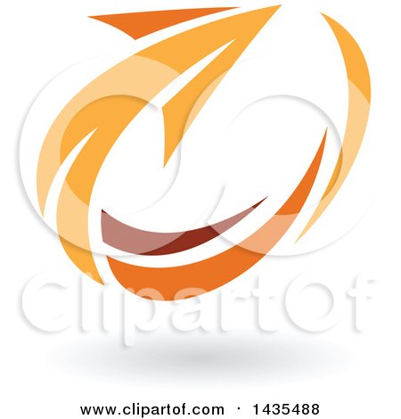 Clipart of an Orange Circling Arrow and Shadow - Royalty Free Vector Illustration by cidepix