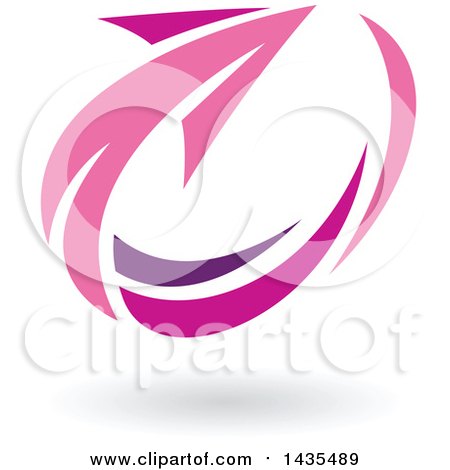 Clipart of a Pink Circling Arrow and Shadow - Royalty Free Vector Illustration by cidepix