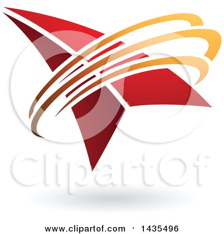 Clipart of a Red Arrow with Swooshes and a Shadow - Royalty Free Vector Illustration by cidepix