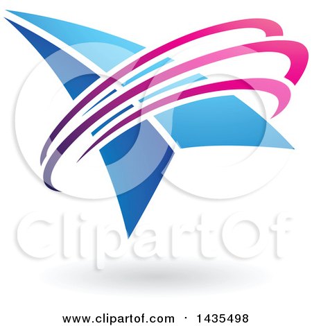 Clipart of a Blue Arrow with Pink and Purple Swooshes and a Shadow - Royalty Free Vector Illustration by cidepix