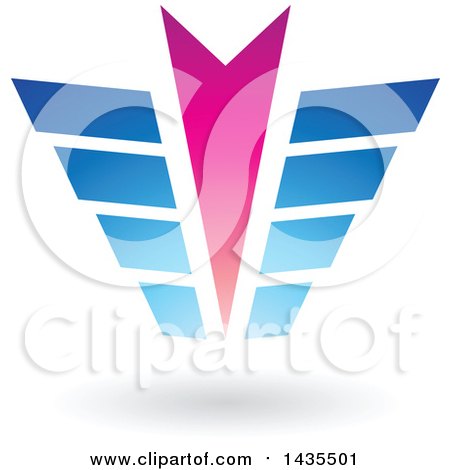 Clipart of an Abstract Blue and Pink Arrow Wing Design - Royalty Free Vector Illustration by cidepix
