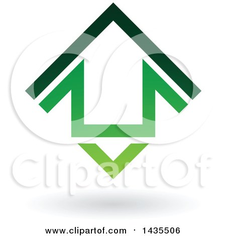 Clipart of a Floating Abstract House Arrow Icon and Shadow - Royalty Free Vector Illustration by cidepix