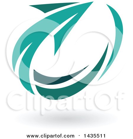 Clipart of a Turquoise Circling Arrow and Shadow - Royalty Free Vector Illustration by cidepix
