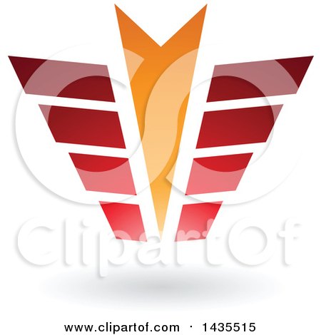 Clipart of an Abstract Red and Orange Arrow Wing Design - Royalty Free Vector Illustration by cidepix
