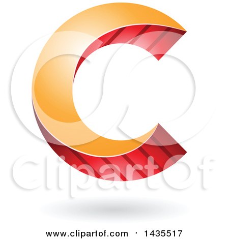 Clipart of a Skewed Letter C Design with a Shadow - Royalty Free Vector Illustration by cidepix