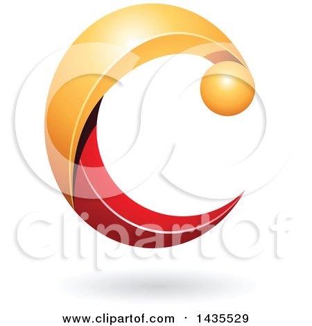 Clipart of a Yellow and Red Letter C, with a Shadow - Royalty Free Vector Illustration by cidepix