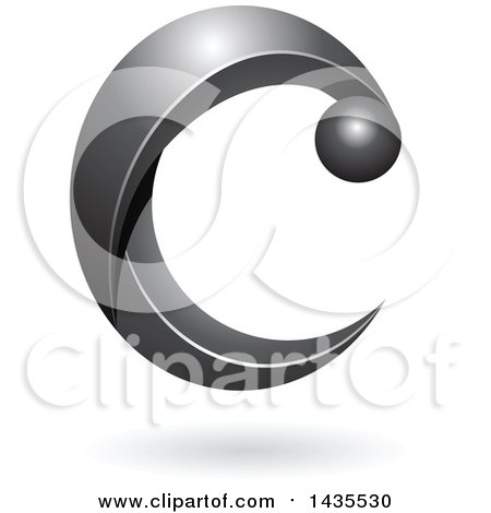 Clipart of a Black Letter C, with a Shadow - Royalty Free Vector Illustration by cidepix