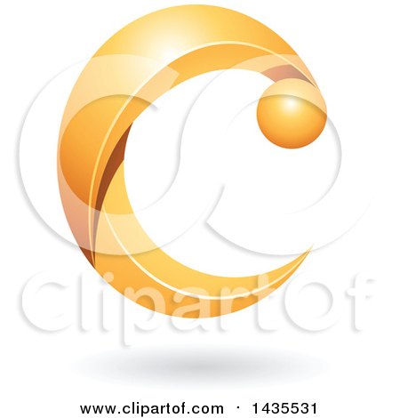 Clipart of a Letter C, with a Shadow - Royalty Free Vector Illustration by cidepix